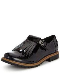 Clarks Wide Fit Griffin Mia Wear 2 Ways Flat Shoe - Black Patent